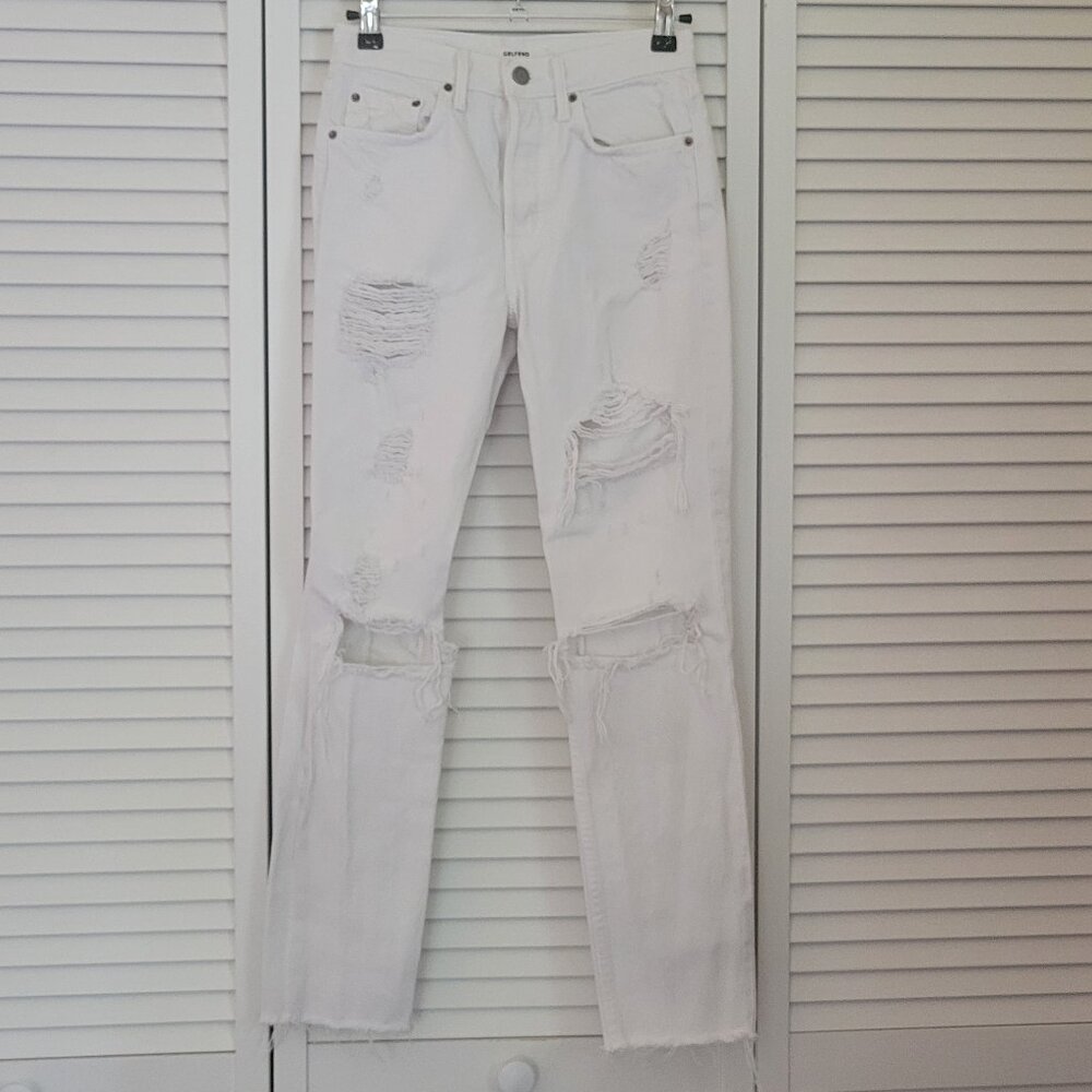 Grlfrnd Karolina High Rise Straight Ankle Destroyed Jean in White